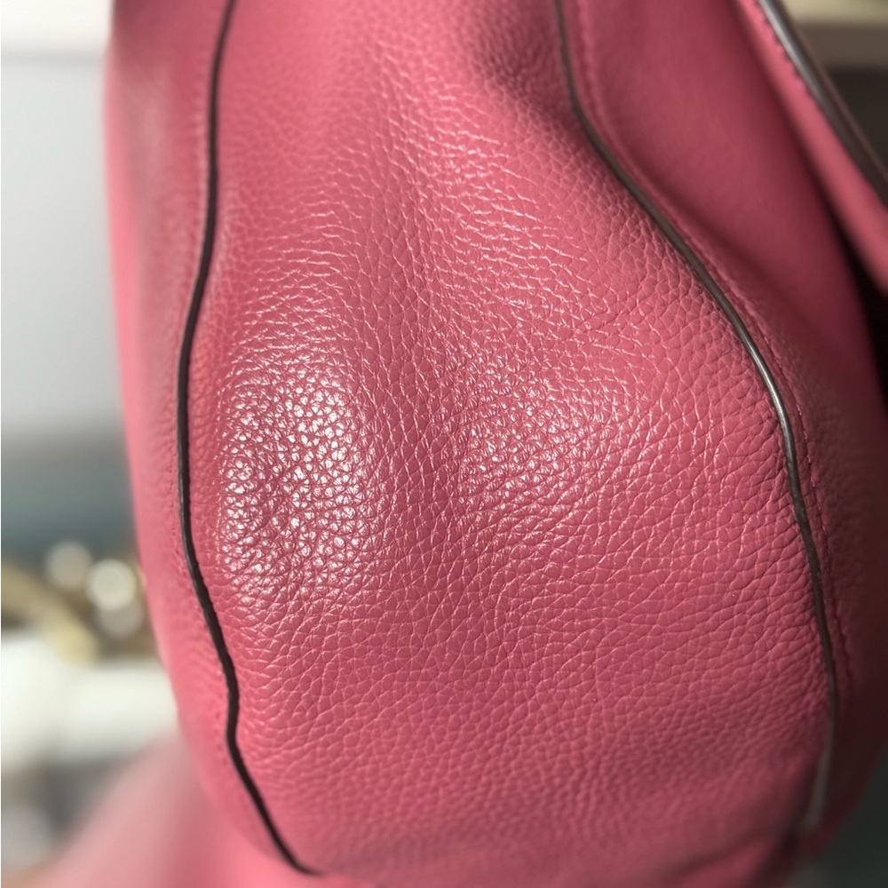 Coach Pink Leather Shoulder Bag with Gold Accents - Picture 16 of 16